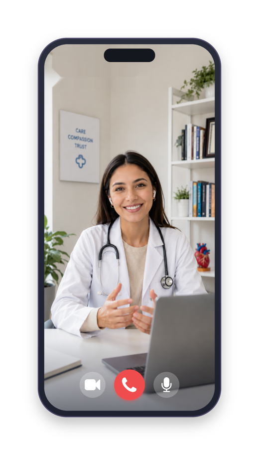 Médica em teleatendimento