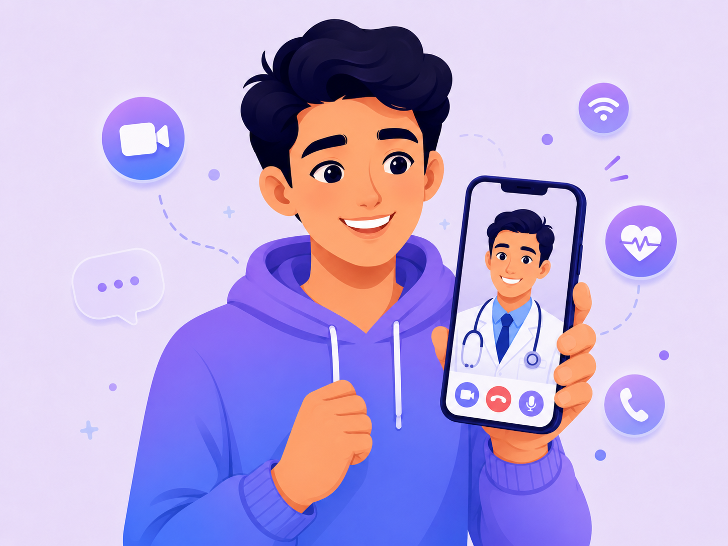 Consulta por vídeo com médico no celular
